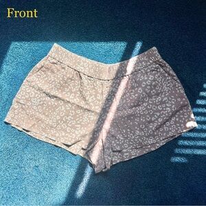 XXL Pull On Linen Blend Leopard Print Brown Shorts